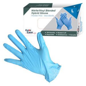 Gloves Criticare® - Vitrile Blue/Black Powder Free